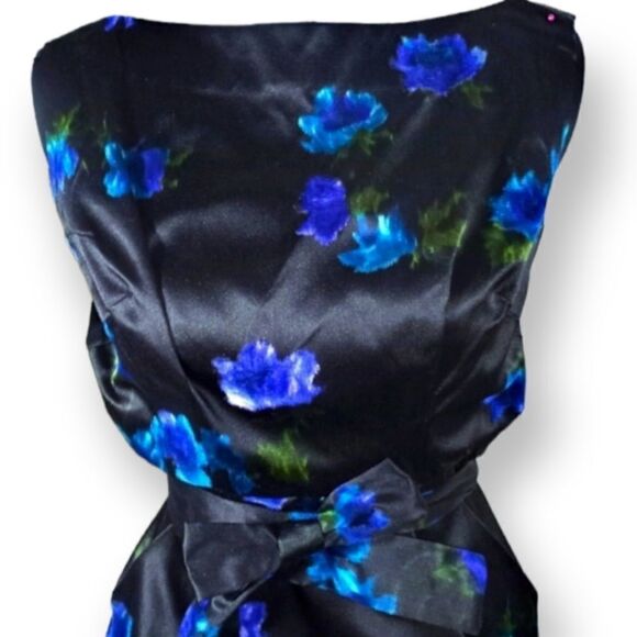 MATSUKO BLACK AND BLUE FLORAL DRESS SET SZ.0-2 EUC - Picture 2 of 9
